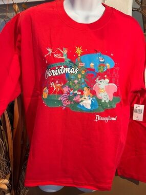 Disney Red Christmas Characters Long Sleeve Tee